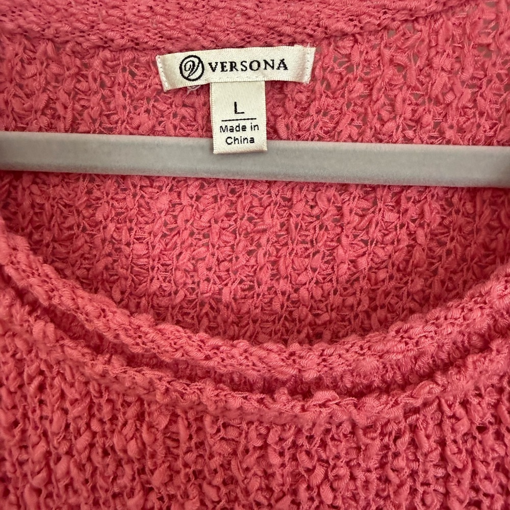 Versona Women’s Pink Short Sleeve Knit Sweater With Pocket Feminine Size Large - Picture 2 of 6